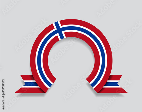 Norwegian flag rounded abstract background. Vector illustration.
