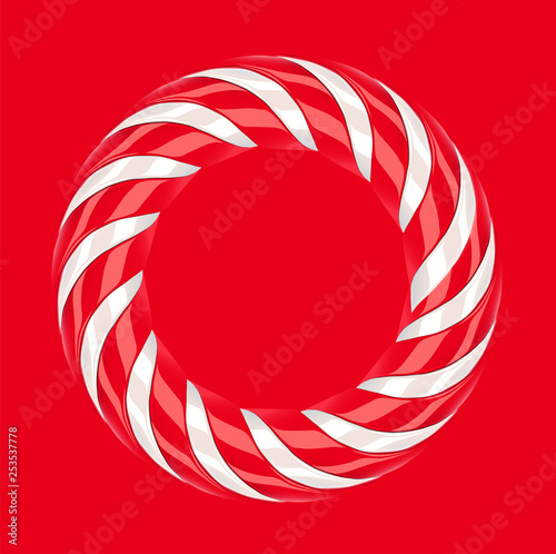 High detailed red candy cane, vector illustration