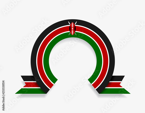 Kenyan flag rounded abstract background. Vector illustration.