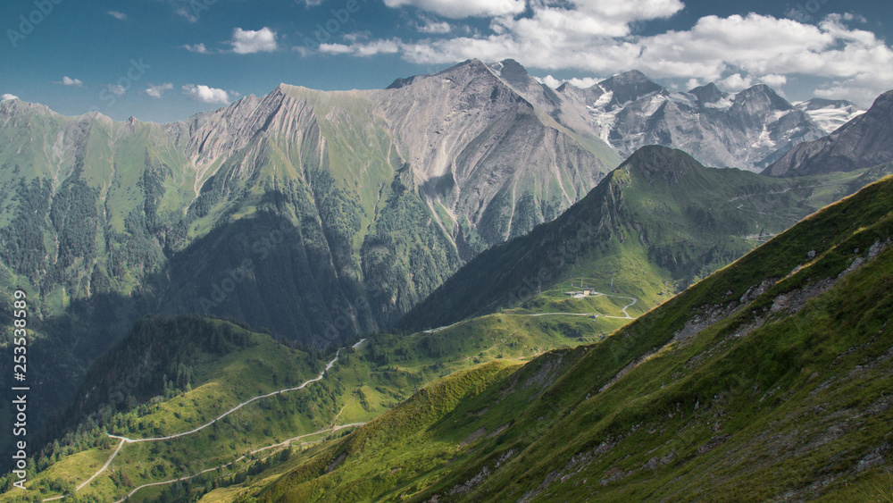 mountain chain panorama alps and meadow