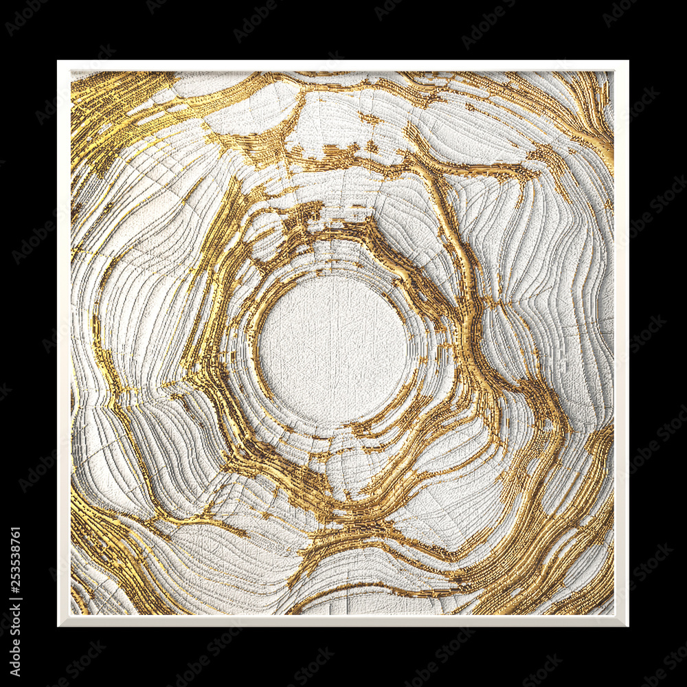 Fotografie 3D wall art, paintings with gold leaf