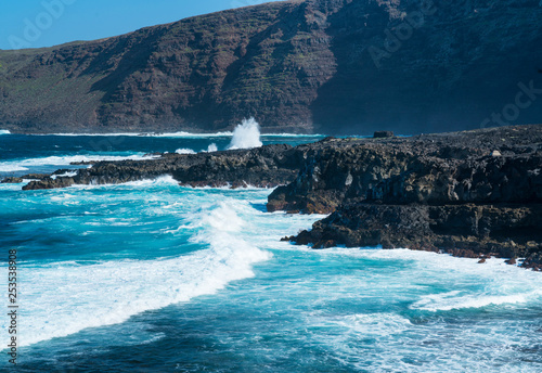 Waves and ocean,Tenesar, Lanzarote Island, Unesco Biosphere Reserve, Canary Islands, Spain, Europe photo