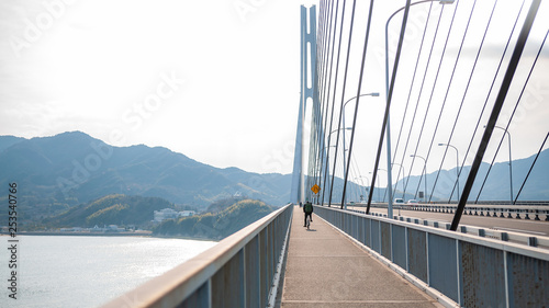 Tatara Bridge, which connects Ikuchi Island with Omishima Island, is the third bridge to cross while on the Shimanami Kaido cycling tour starting from Onomichi and ending at Imabari. photo