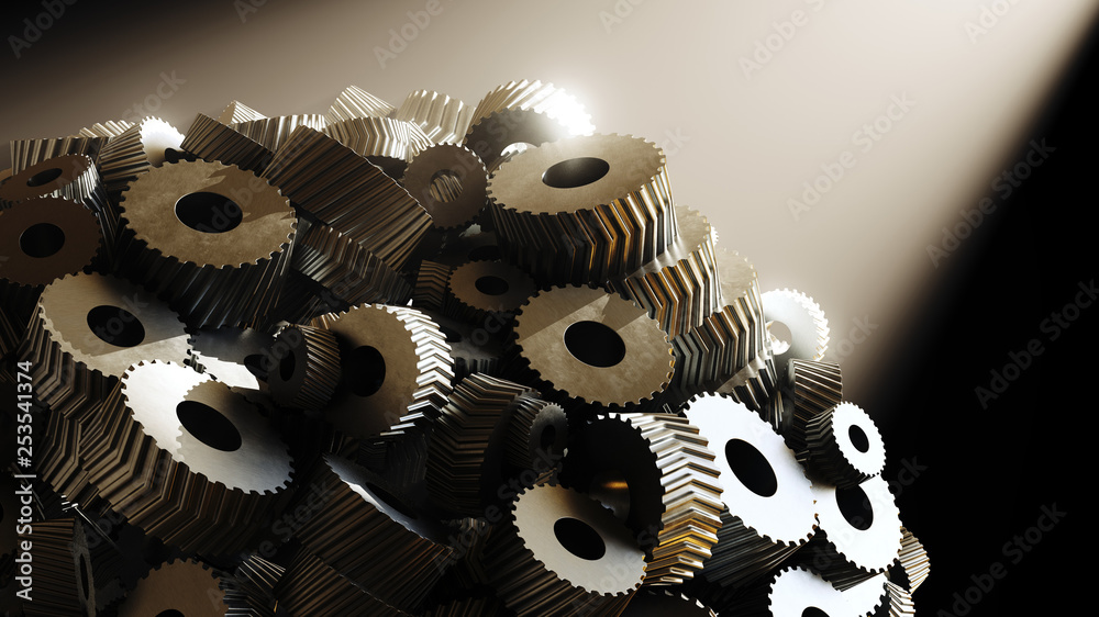 Zahnrad Haufen als Ersatzteil und Industrie Konzept