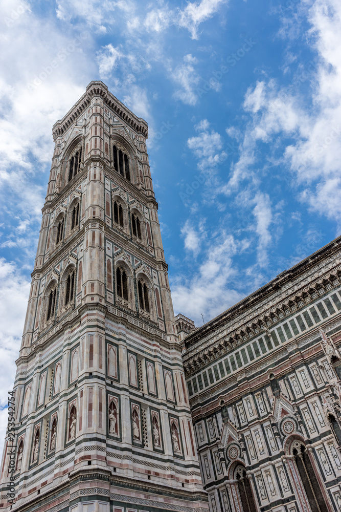 Italy,Florence, Giotto's Campanile, a large clock tower on a cloudy day