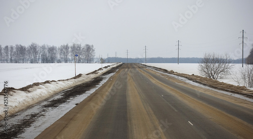 Country road in Russia in winter
