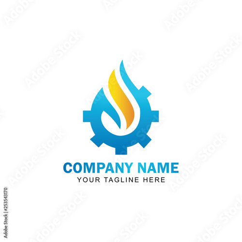 Gear Drop Logo Vector Design