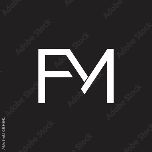 letters fm simple linked geometric line logo vector