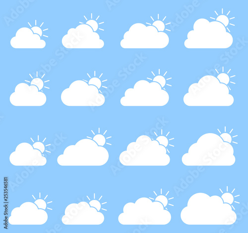 Mostly cloudy icon on blue background