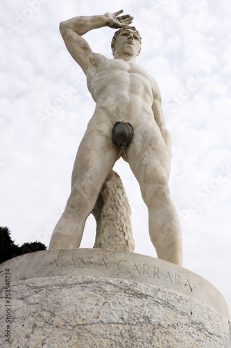 Stadio dei marmi, Rome.Stadio dei marmi di Roma. Sculpture representing an athlete from the province of Massa Carrara photo