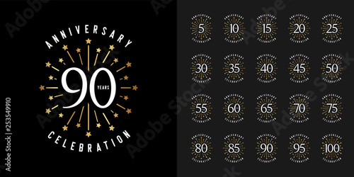 Set of anniversary logotype. Golden anniversary celebration emblem design for company profile, booklet, leaflet, magazine, brochure poster, web, invitation or greeting card.