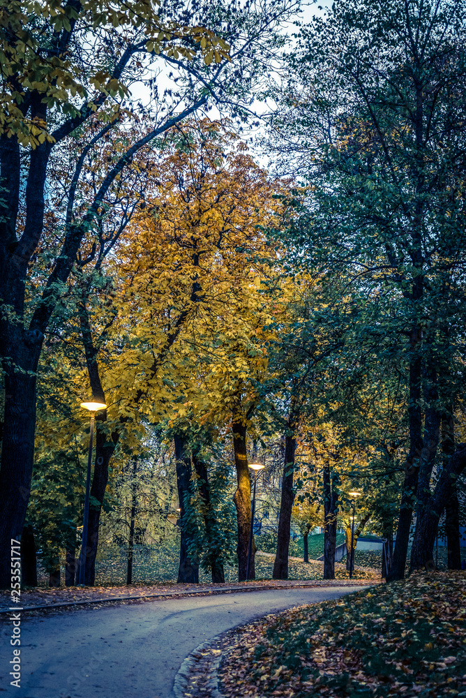 Park at night, Skeppsholmen island, Stockholm