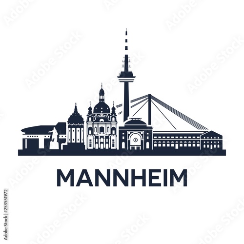 Skyline emblem of Mannheim, city in the southwestern part of Germany photo