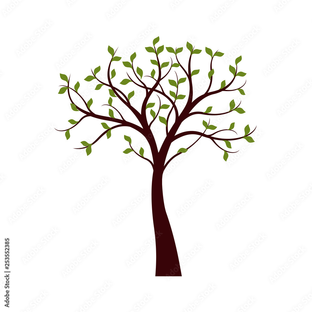 Green Tree with leaves on white background. Vector Illustration. Green Tree with leaves on white background. Vector Illustration.