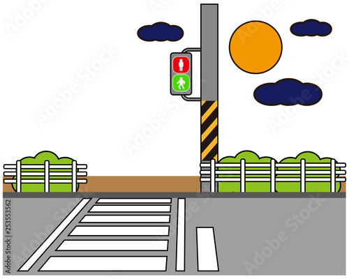 信号　サイン　横断歩道　信号機