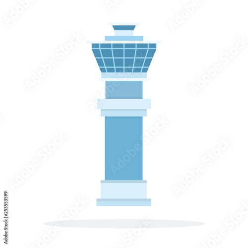 Airport control room vector flat material design isolated object on white background.