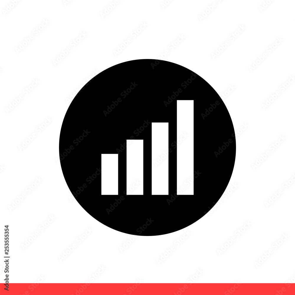 Graph vector icon, growing business statics symbol. Simple, flat design for web or mobile app Graph vector icon, growing business statics symbol. Simple, flat design for web or mobile app