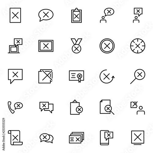 Set of disapprove line icons