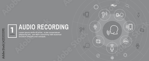 Audio Recording or Voice Command Icon with Sound Wave Images