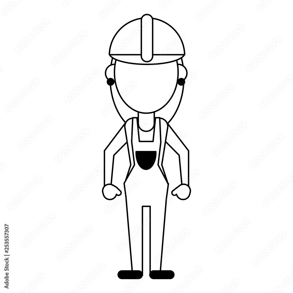 Construction worker avatar in black and white