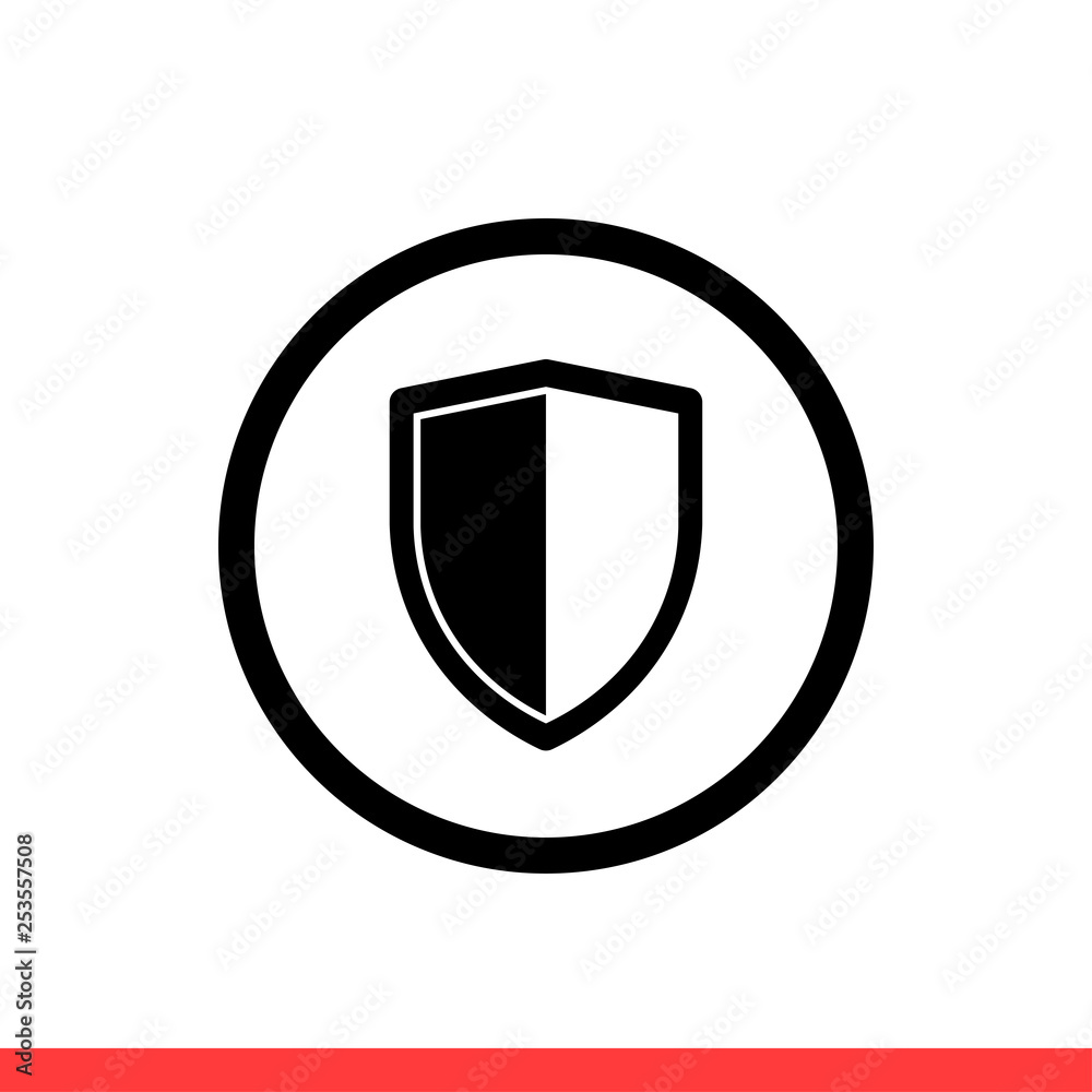 Shield vector icon, security, safety symbol. Simple, flat design for web or mobile app Shield vector icon, security, safety symbol. Simple, flat design for web or mobile app