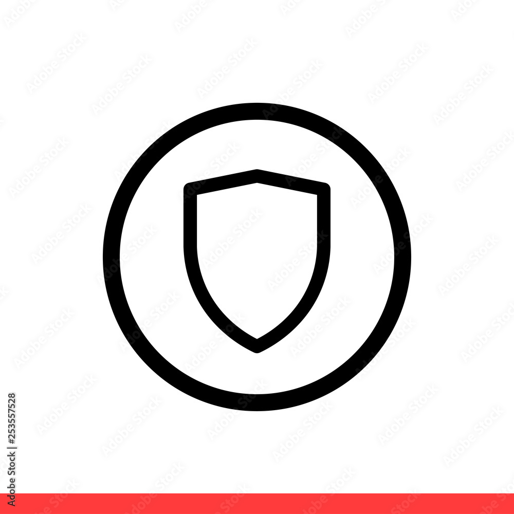 Shield vector icon, security, safety symbol. Simple, flat design for web or mobile app Shield vector icon, security, safety symbol. Simple, flat design for web or mobile app