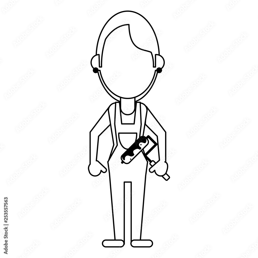 Construction worker avatar in black and white Construction worker avatar in black and white
