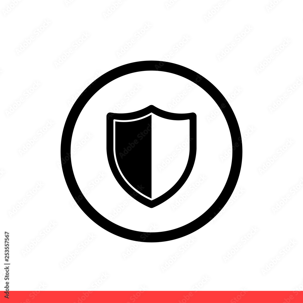 Shield vector icon, security, safety symbol. Simple, flat design for web or mobile app Shield vector icon, security, safety symbol. Simple, flat design for web or mobile app