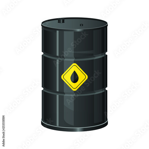 Oil battel with yellow label vector design illustration isolated on white background photo