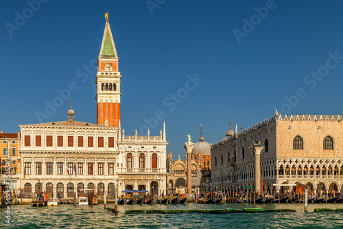 Doge's palace and St Mark's Campanile, the bell tower of St Mark's Basilica in Venice, Italy © hungry_herbivore
