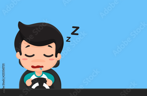 Cartoon travel of drunken people, sleepy, use the phone while driving Life threatening.