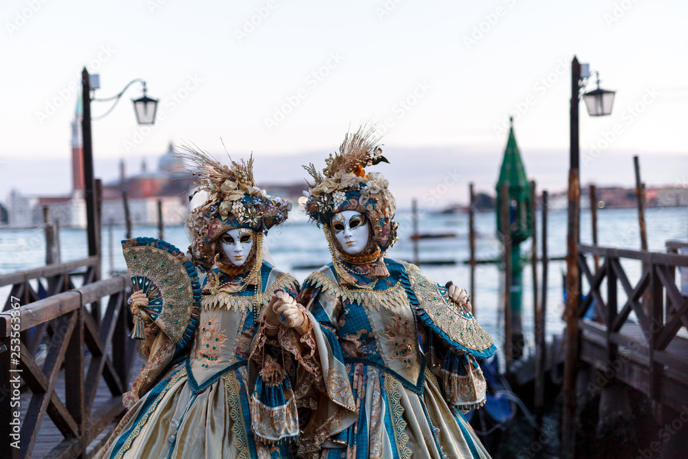 Venice, Italy. Carnival of Venice, beautiful masks at St. Mark's Square