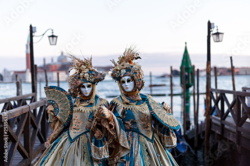 Venice, Italy. Carnival of Venice, beautiful masks at St. Mark's Square © Andrey Cherkasov