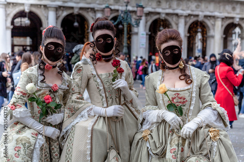 Venice, Italy, Carnival of Venice, beautiful mask at Piazza San Marco