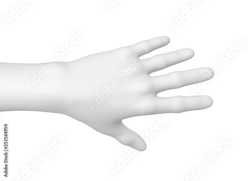 White Mannequin Hand on a white background. 3d image