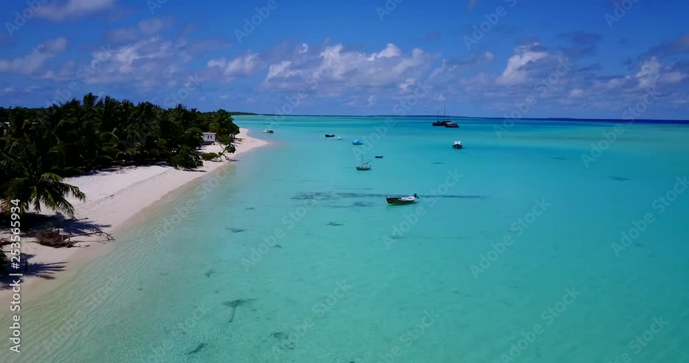 Boats anchored in clear Maldives waters, no people, aerial forward dolly 4k Boats anchored in clear Maldives waters, no people, aerial forward dolly 4k
