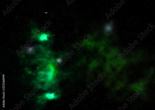 Being shone nebula and star field. 3D rendering