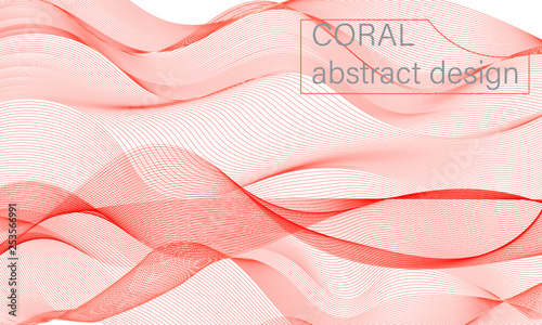 Flow shapes design. Abstract coral color.