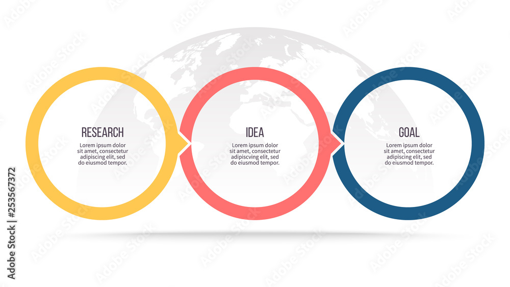 Business infographics. Timeline with 3 steps, options, circles. Vector template. Business infographics. Timeline with 3 steps, options, circles. Vector template.