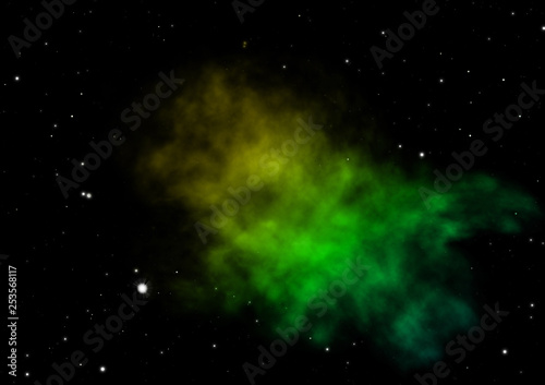 Star field in space and a nebulae. 3D rendering