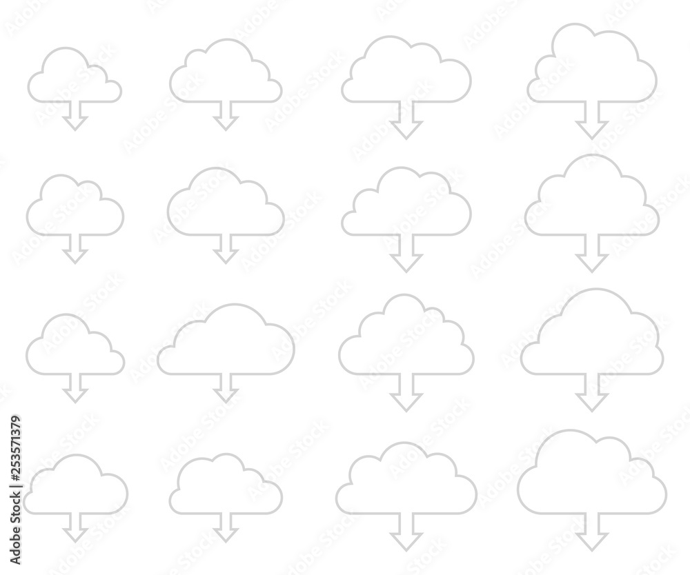 Cloud download collection on white background Cloud download collection on white background