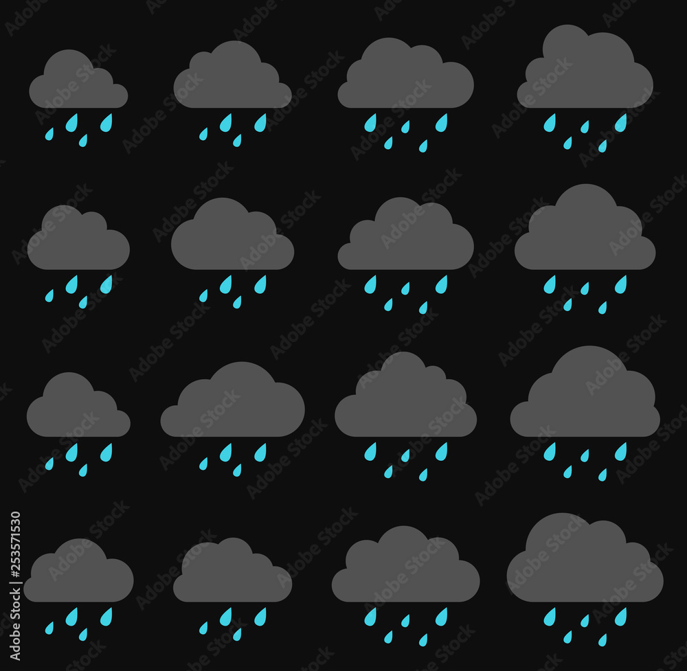 Obraz premium Cloud and rain, storm on black background