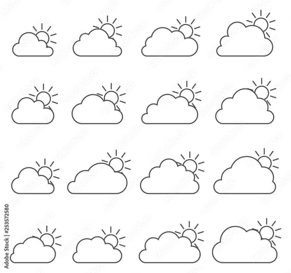 Mostly cloudy icon on white background Mostly cloudy icon on white background