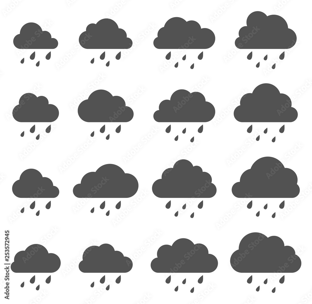 Cloud and rain, storm on white background Cloud and rain, storm on white background