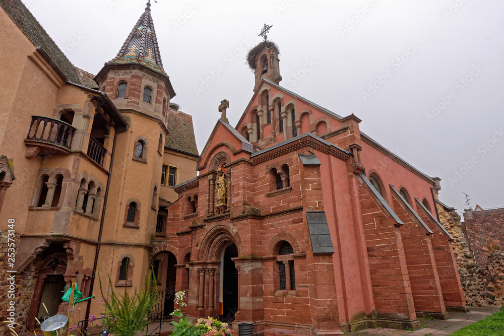 Église, Village d'Eguisheim, Alsace, Haut-Rhin, Grand Est, France