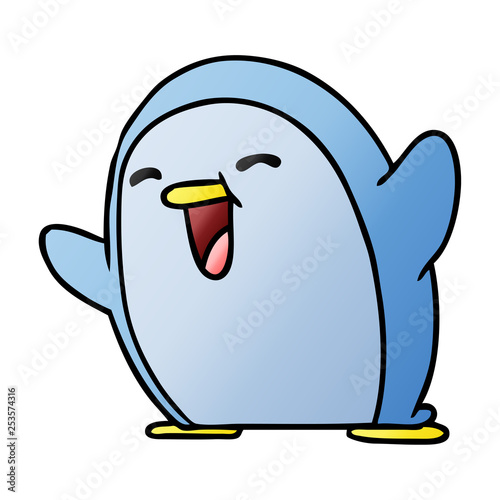 gradient cartoon kawaii of a cute penguin