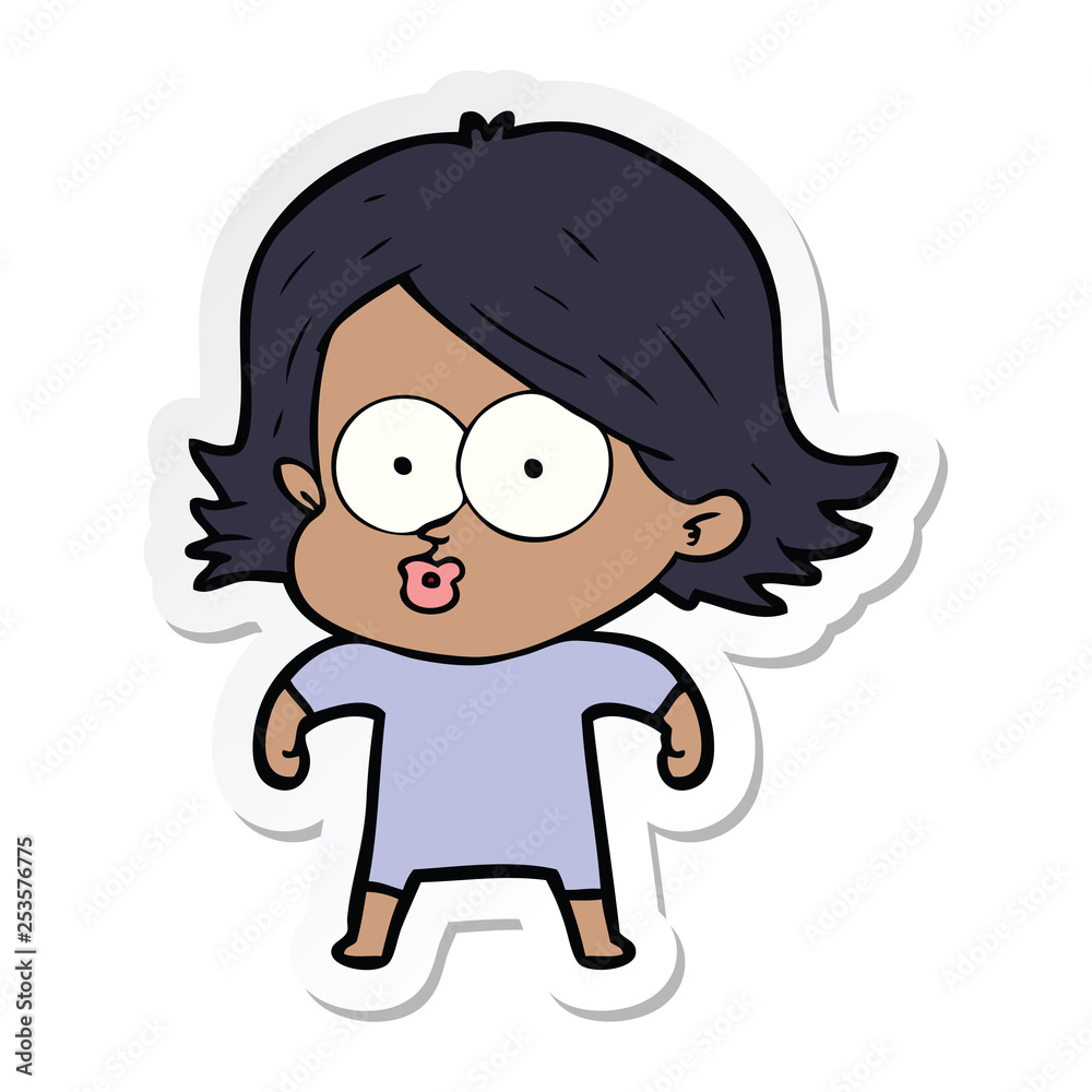 sticker of a cartoon girl pouting sticker of a cartoon girl pouting