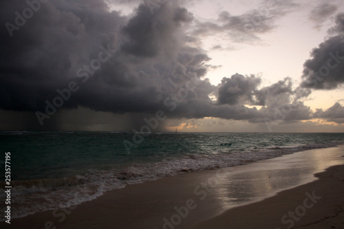 Storm clouds, storm Passing over the ocean, dramatic clouds after storm coast line