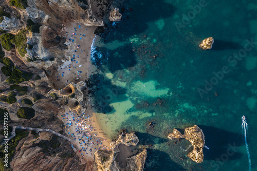 Algarve Coast Portugal Lagos Drone Aerial From Above