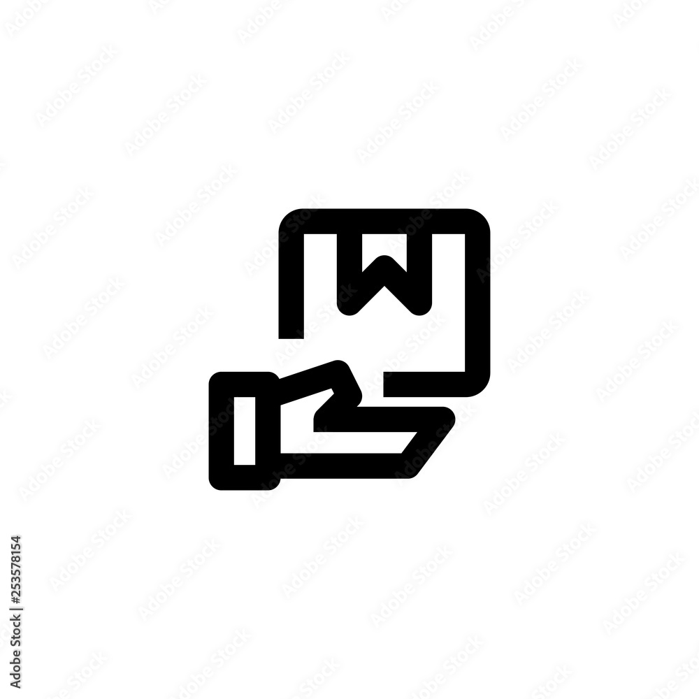 Hand and box icon. Cargo sign Hand and box icon. Cargo sign